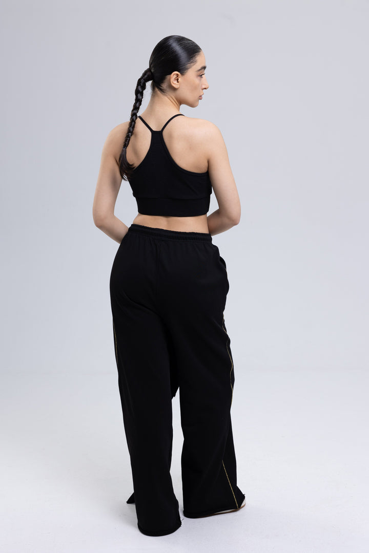 Cropped sweatshirt and wide leg trackpants set