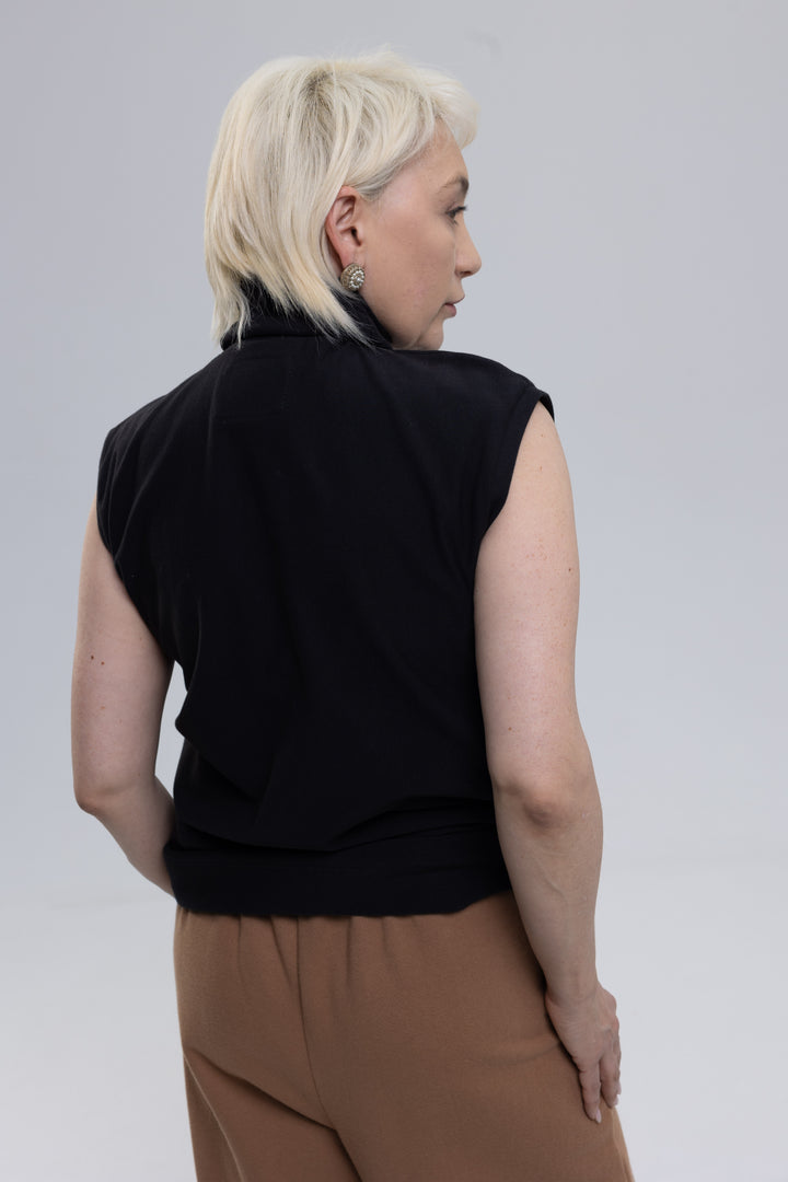 Black turtleneck tank top with gold logo - Baleni