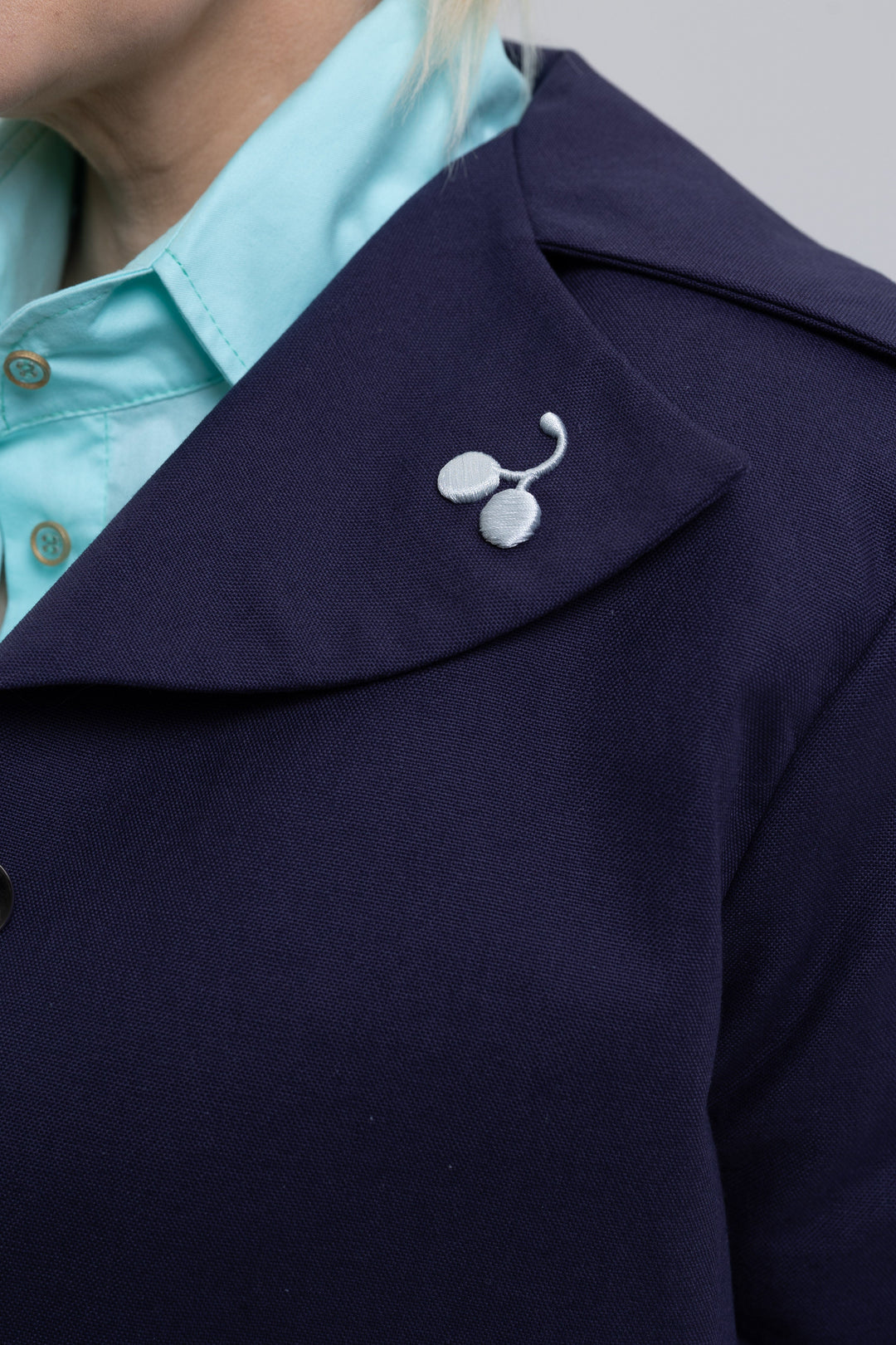 Blue canvas blazer with embroidered Baleni logo