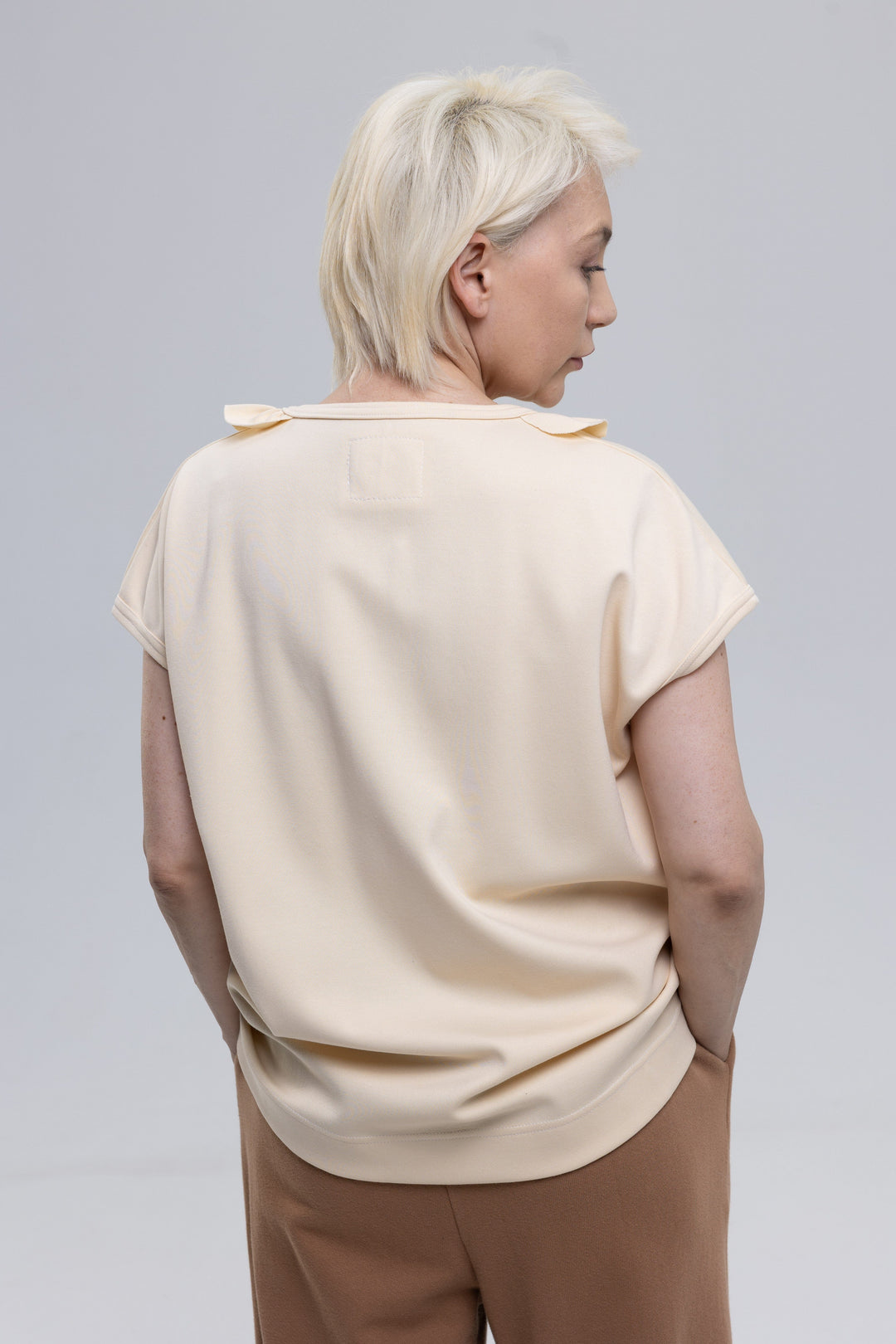 Cap sleeve top with ruffle trim