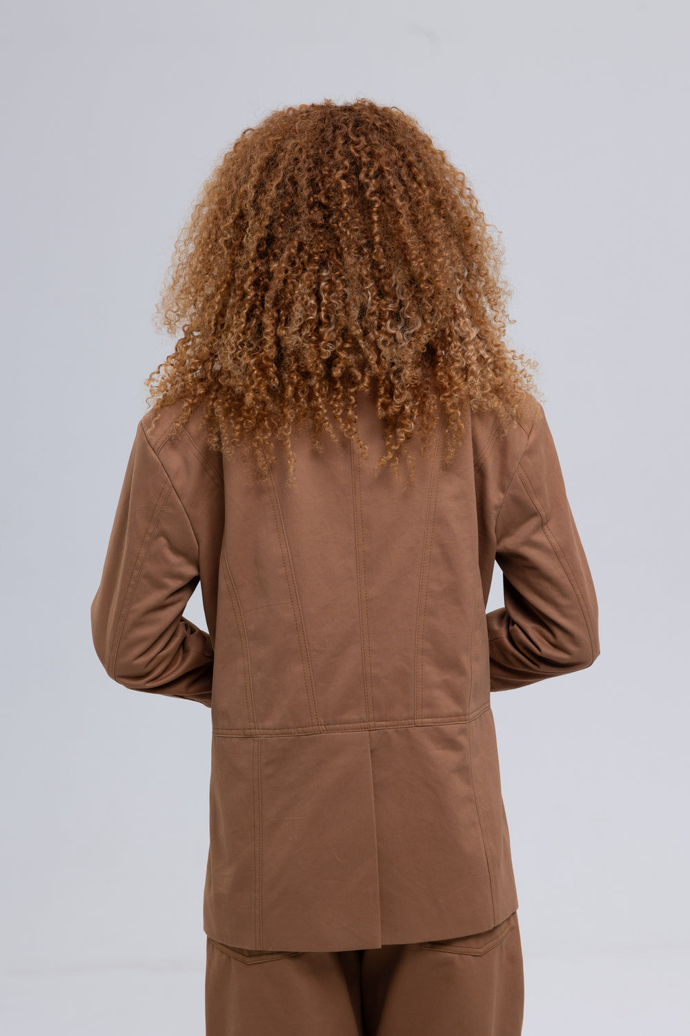 Fitted brown utility jacket with shirt collar - Baleni