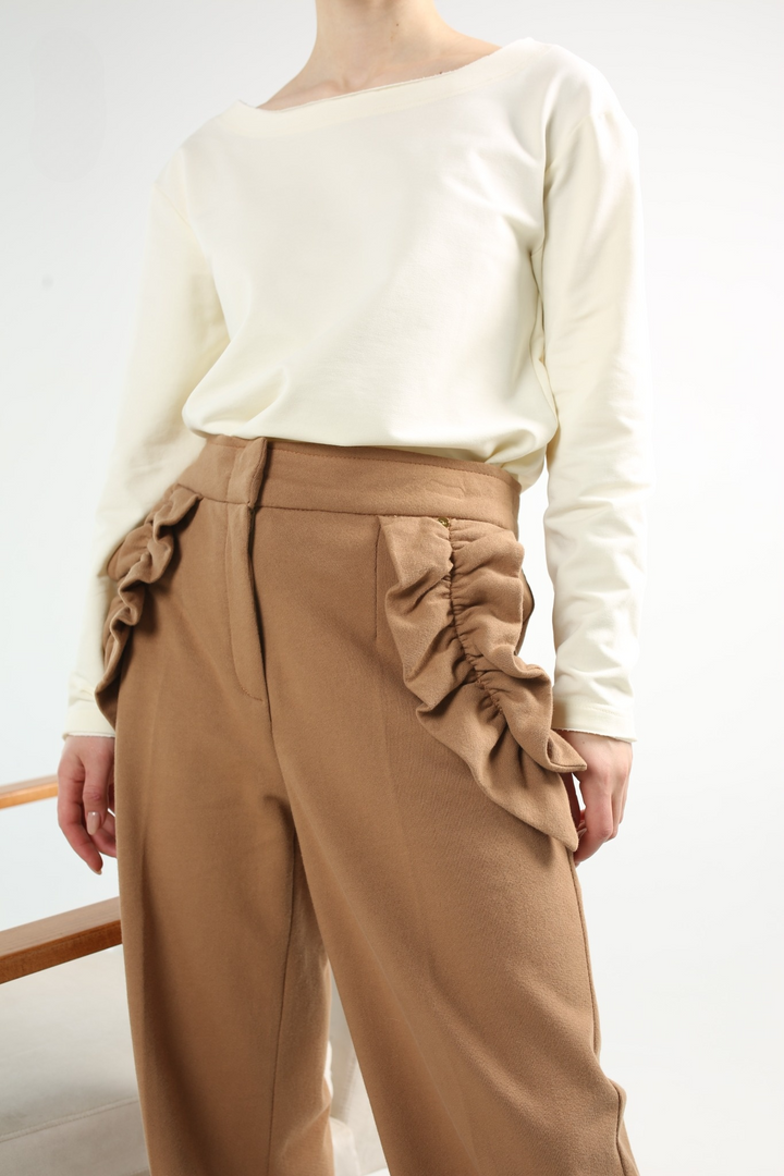 Brown wide leg pants made in Armenia