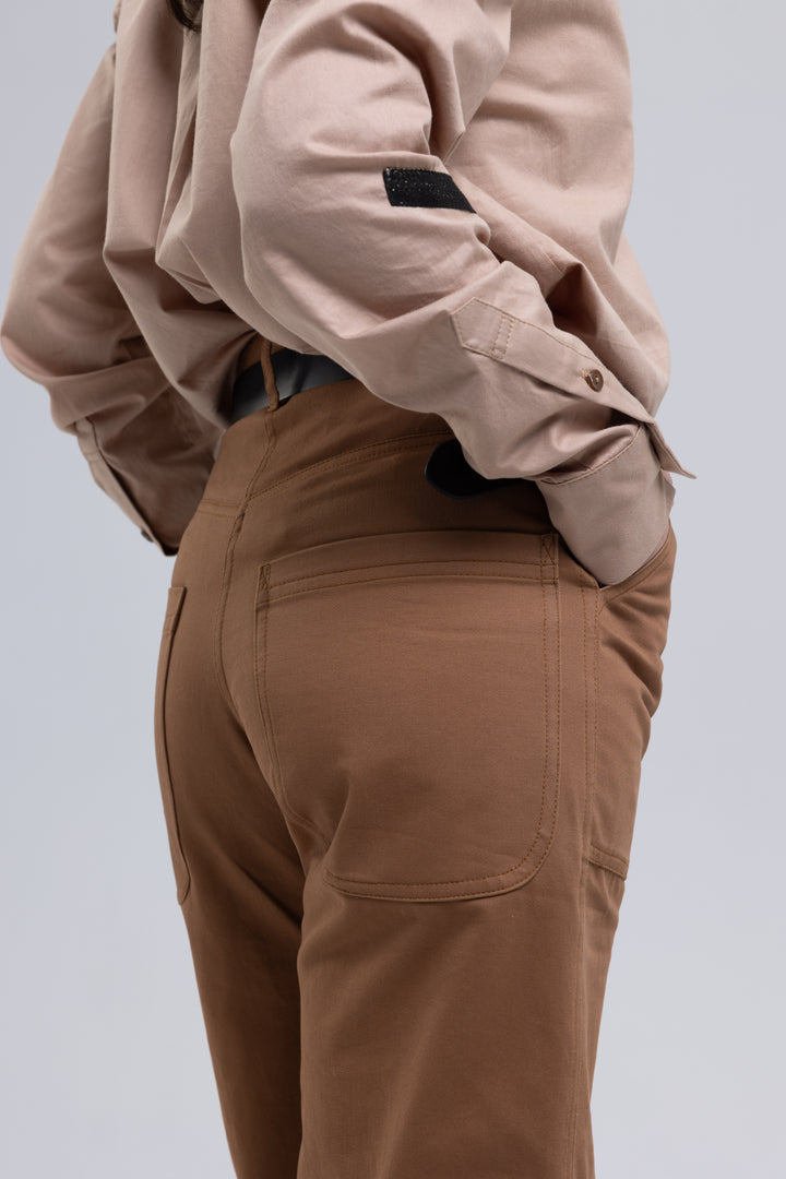 Brown wide-leg trousers with large cargo pockets - Baleni