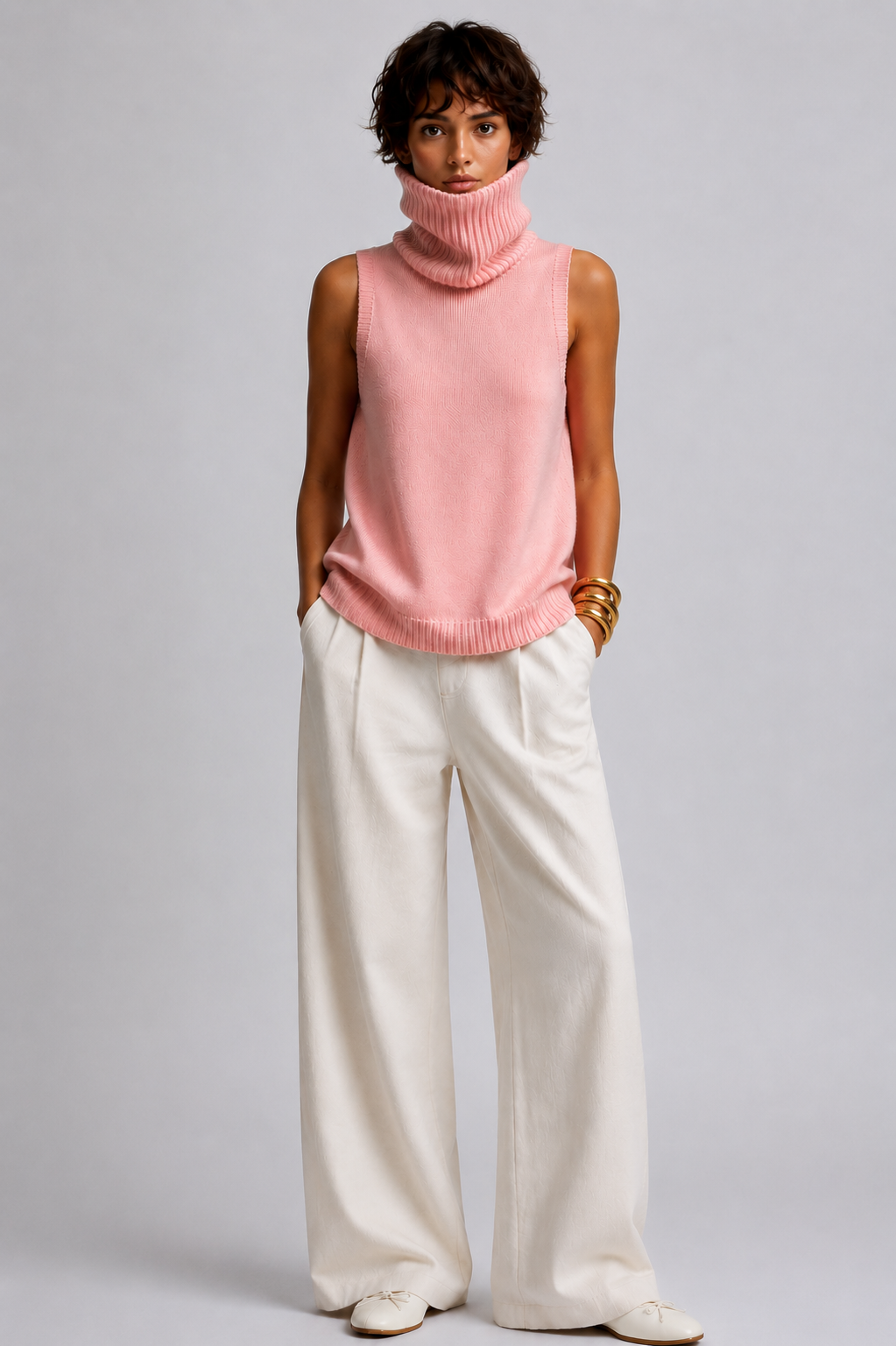 Sculptural Sleeveless Knit Top