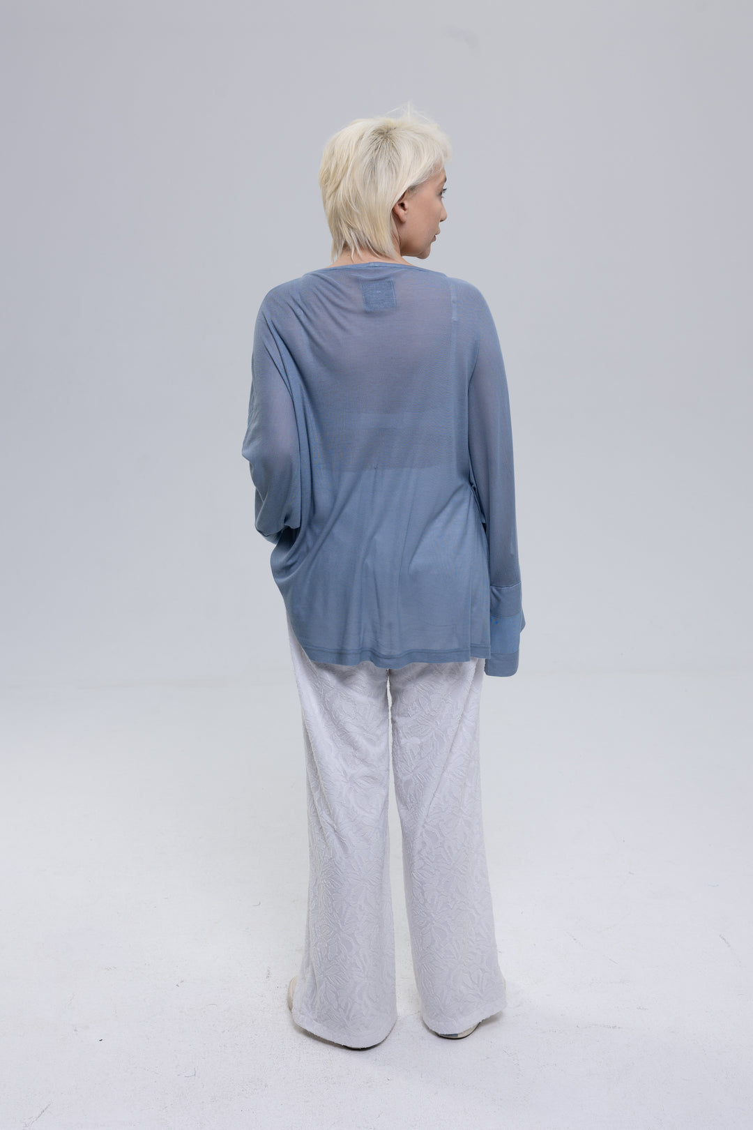 Sheer long sleeve top in modal silk