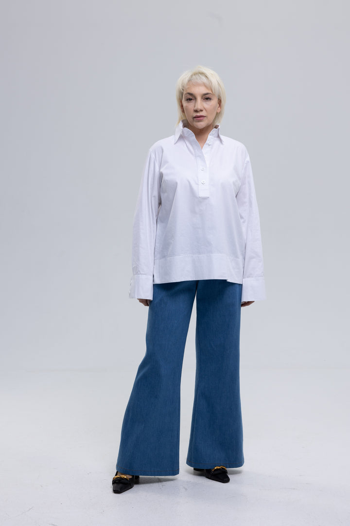 Dark blue flared jeans for women - Baleni