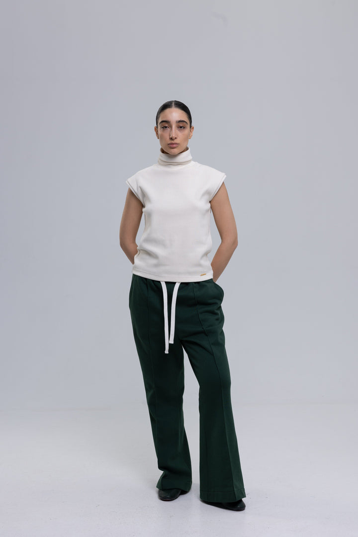 Deep green flare sweatpants for women
