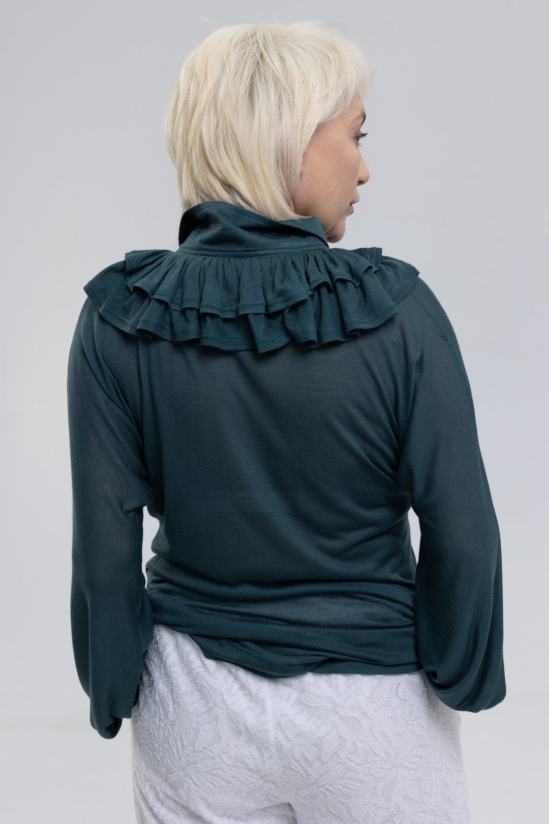 Women's green silk modal blouse by Baleni