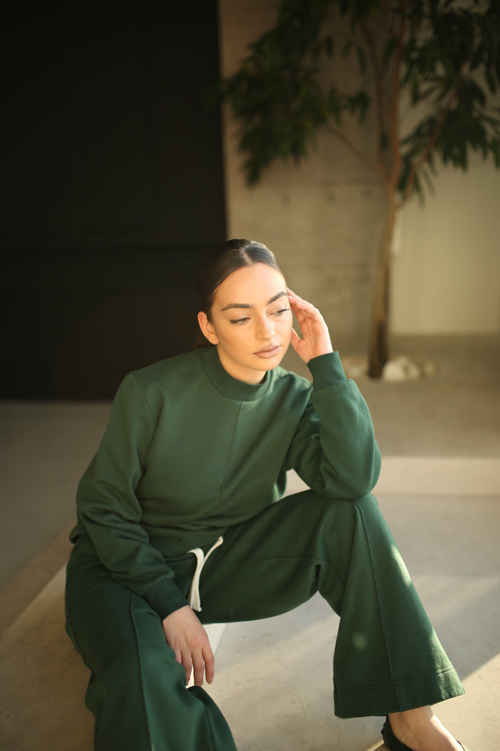 Moss green tracksuit set with embroidered logo