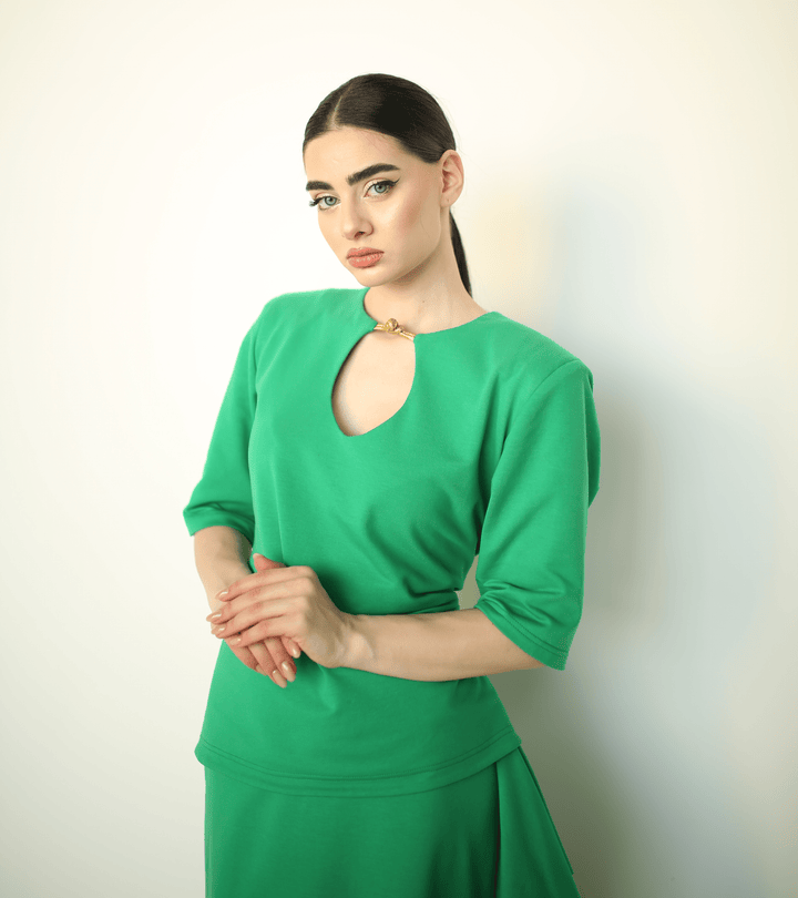 Tropical green two piece set made in Armenia