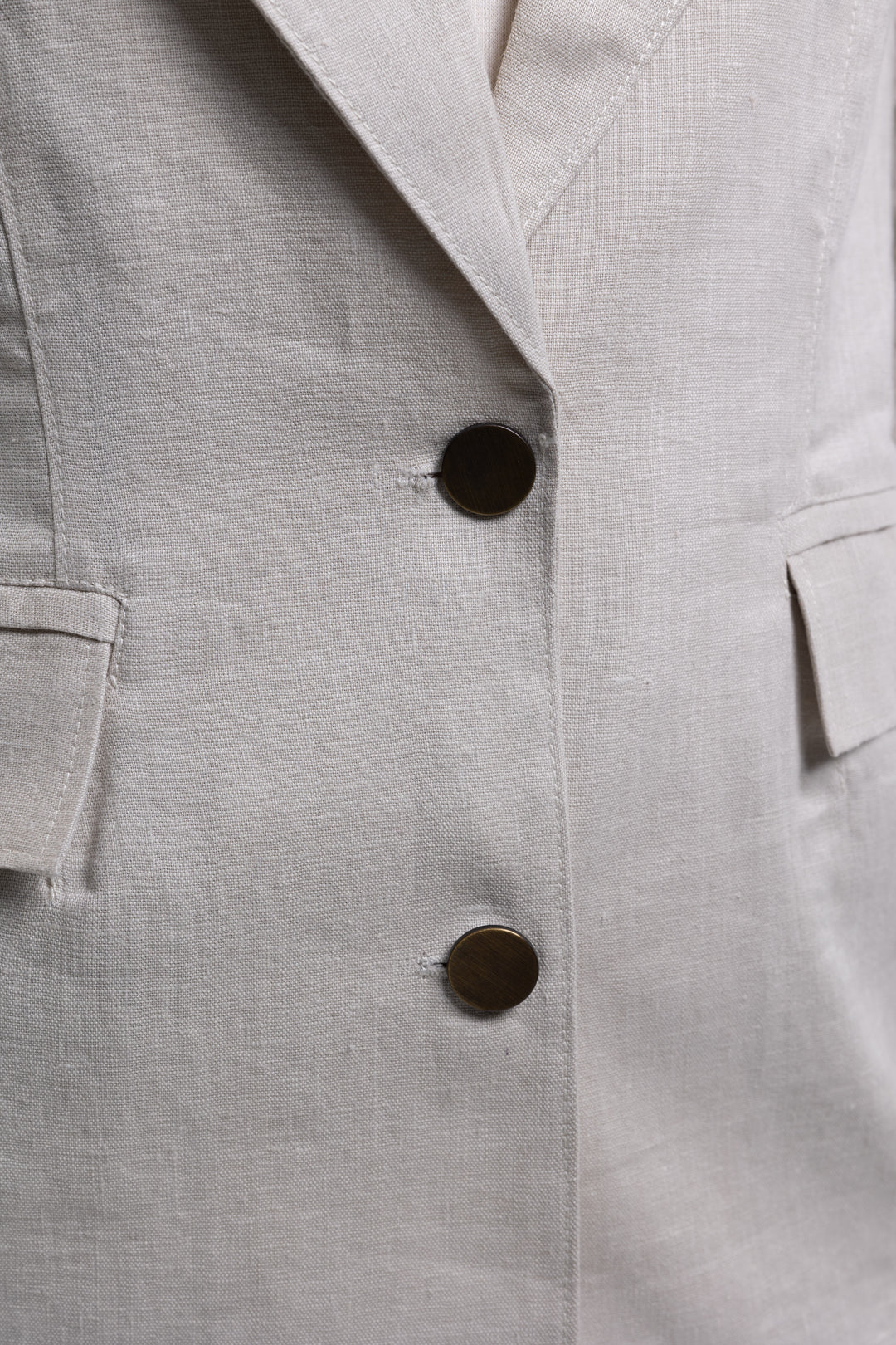 Lavender gray blazer with flap pockets