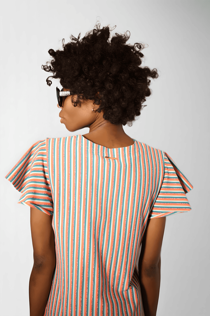 Narrow stripe lurex dress, made in Armenia - Baleni