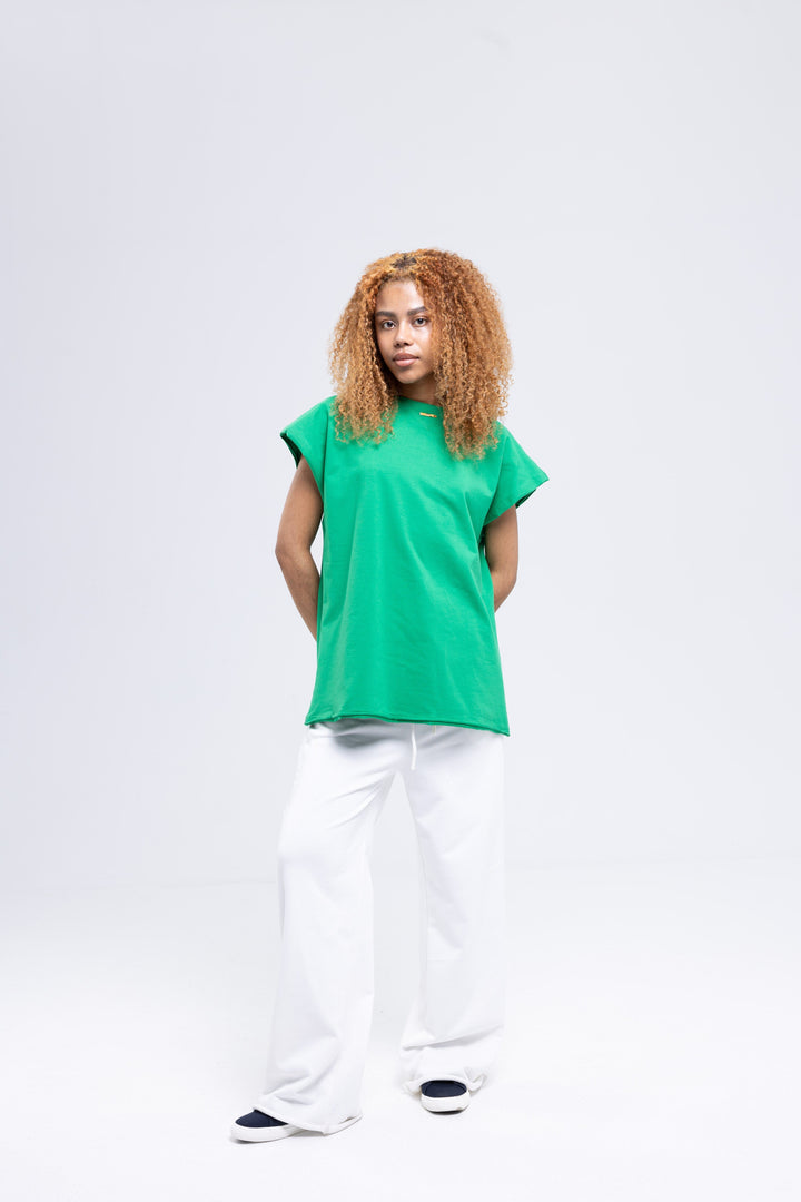 Boxy t-shirt in mint green front view