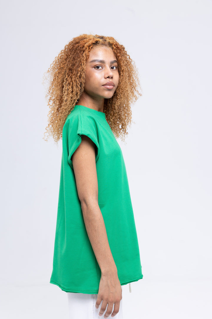 Mint green t-shirt with raw hem