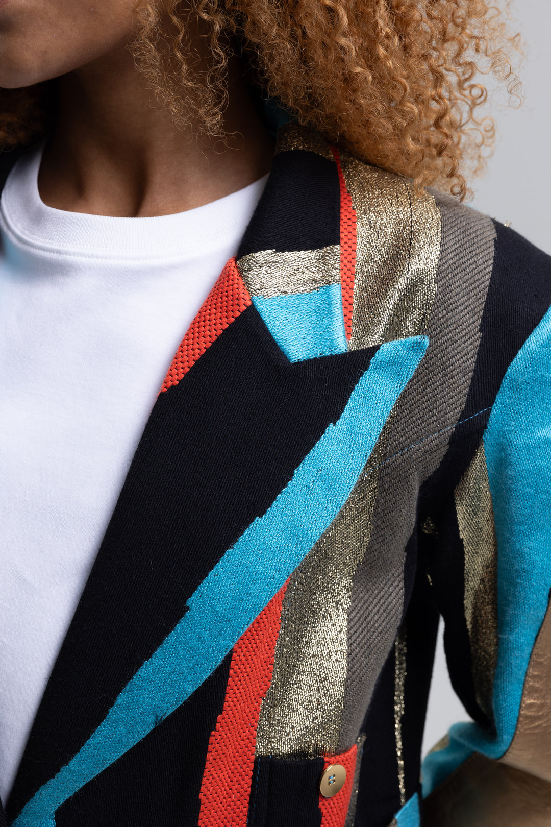 Multicolour striped blazer with notched lapel - Baleni