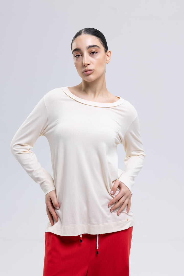 Off-white scoop neck long sleeve top