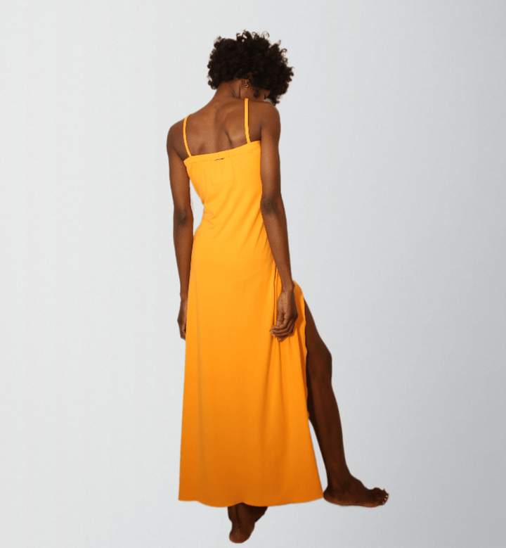Bright orange cotton jersey maxi dress