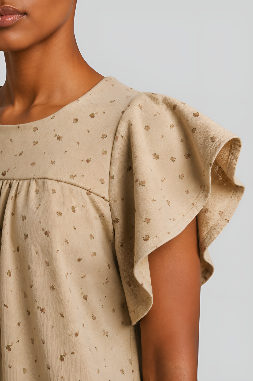 Flutter-Sleeve Blouse & Maxi Skirt Ensemble