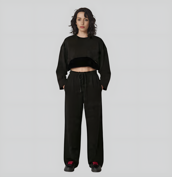 Silk Velvet Woven Cotton Three Pieces Tracksuit