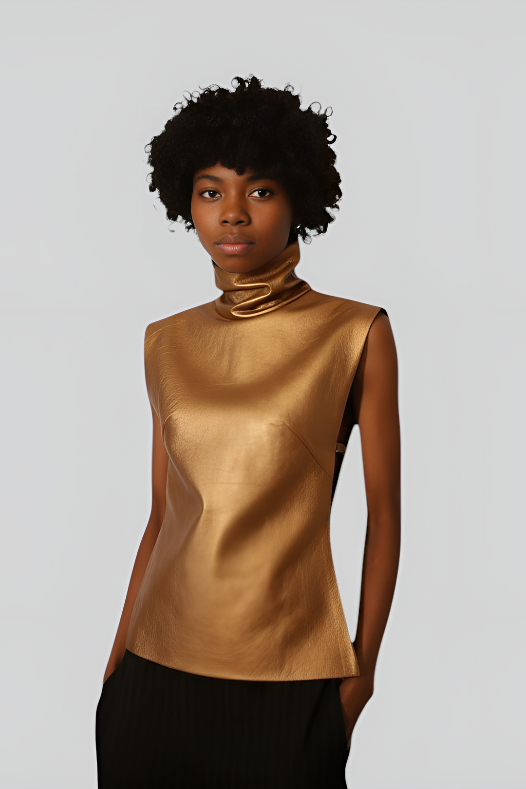 Coating Goat Gold Genuine Leather Blouse