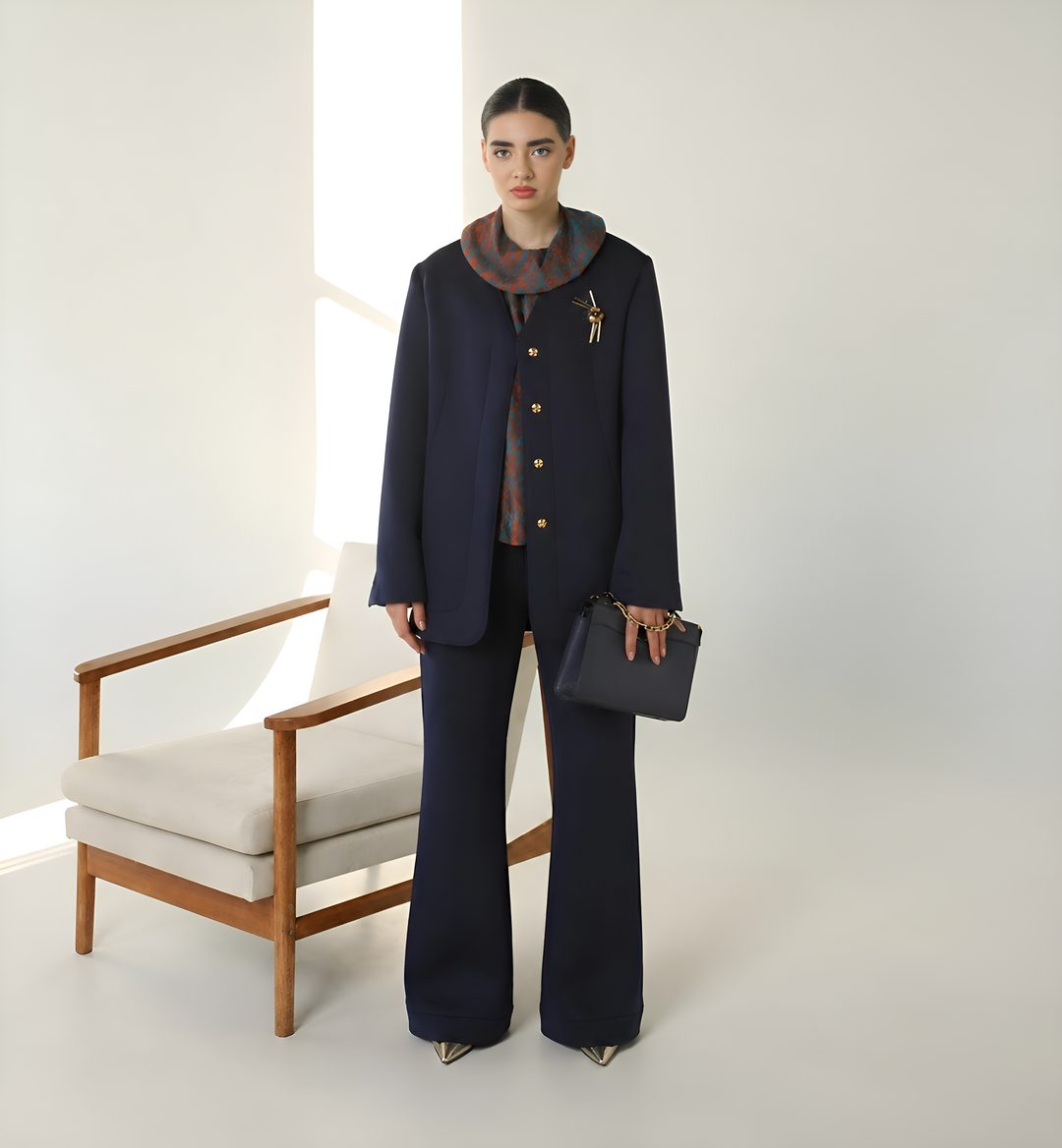 Space Cotton Stretchy Trousers Ensemble