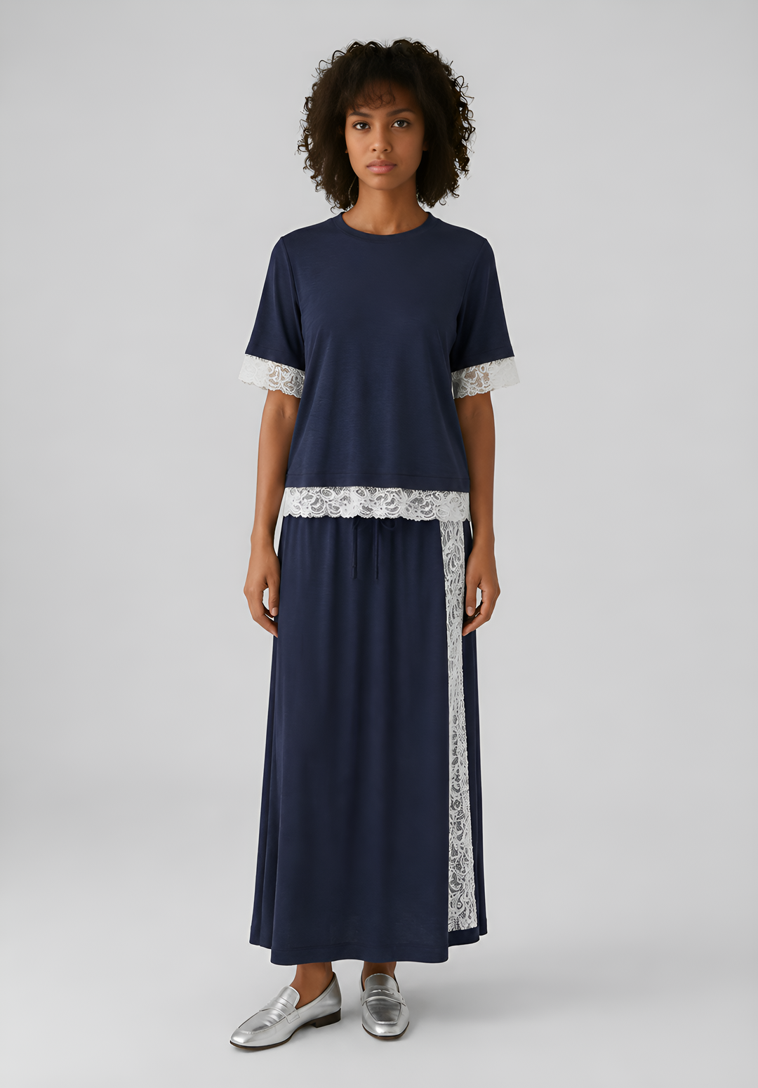 Laced Organic Cotton Jersey Skirt Ensemble