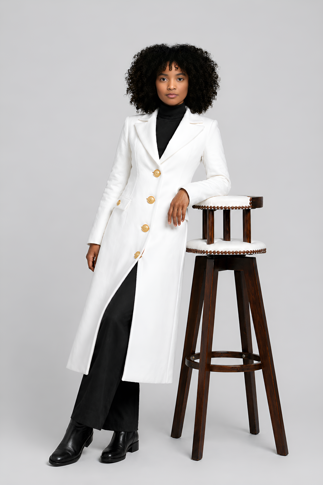 Heavy Cotton Tailored Long Single-Breasted Coat