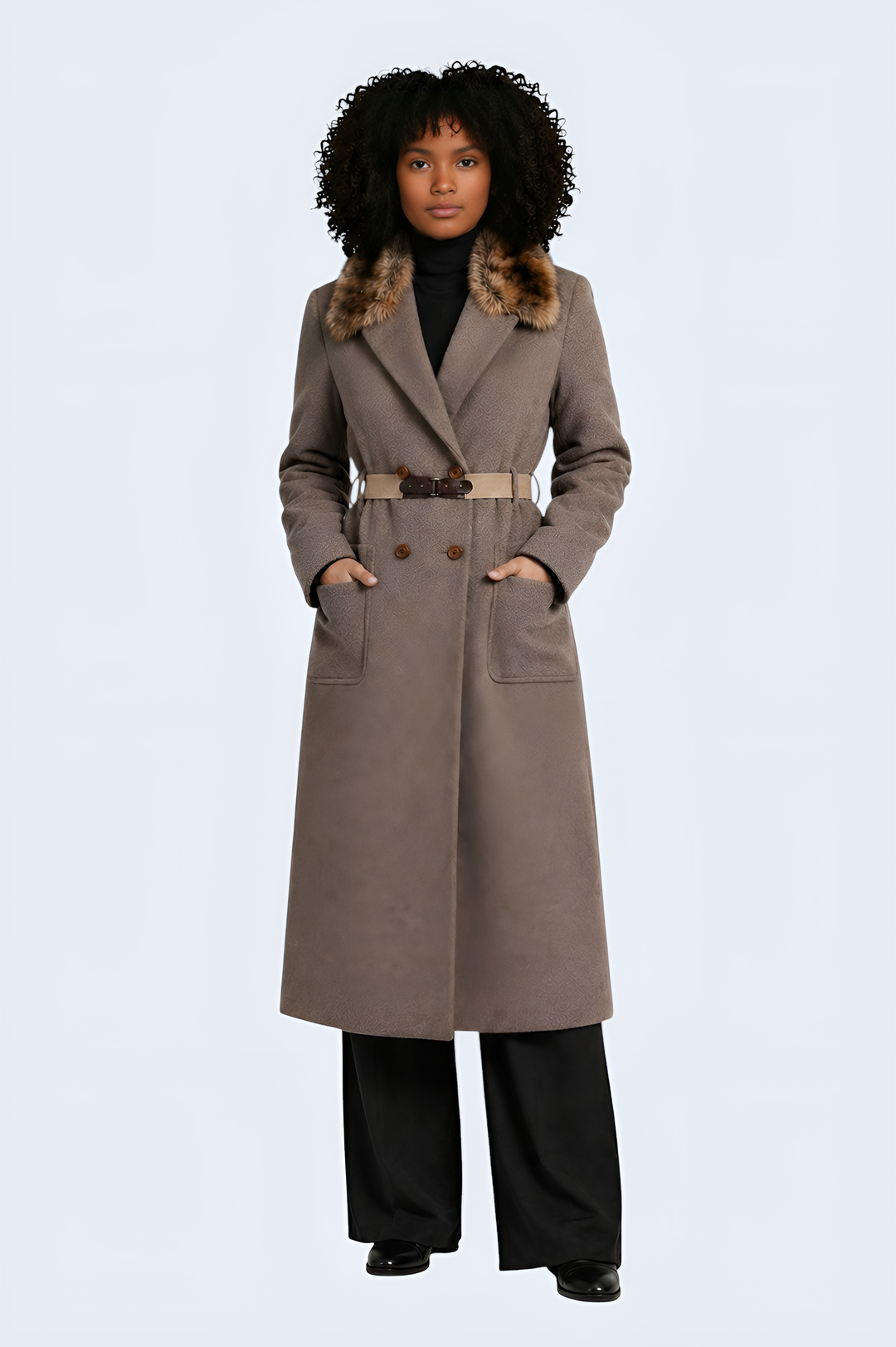 Virgin Sheep Wool Double-Breasted Coat