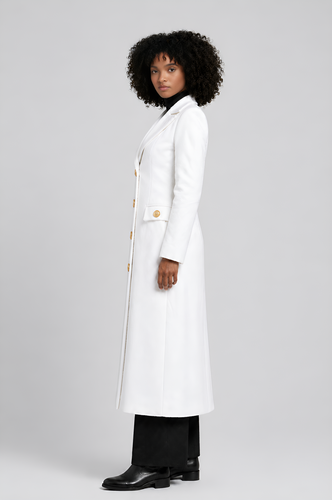 Heavy Cotton Tailored Long Single-Breasted Coat