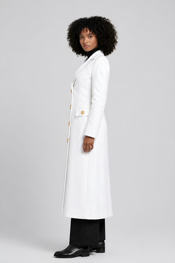 Heavy Cotton Tailored Long Single-Breasted Coat