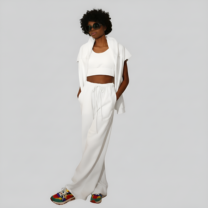 Cotton Three Pieces Silk Velvet Tracksuit