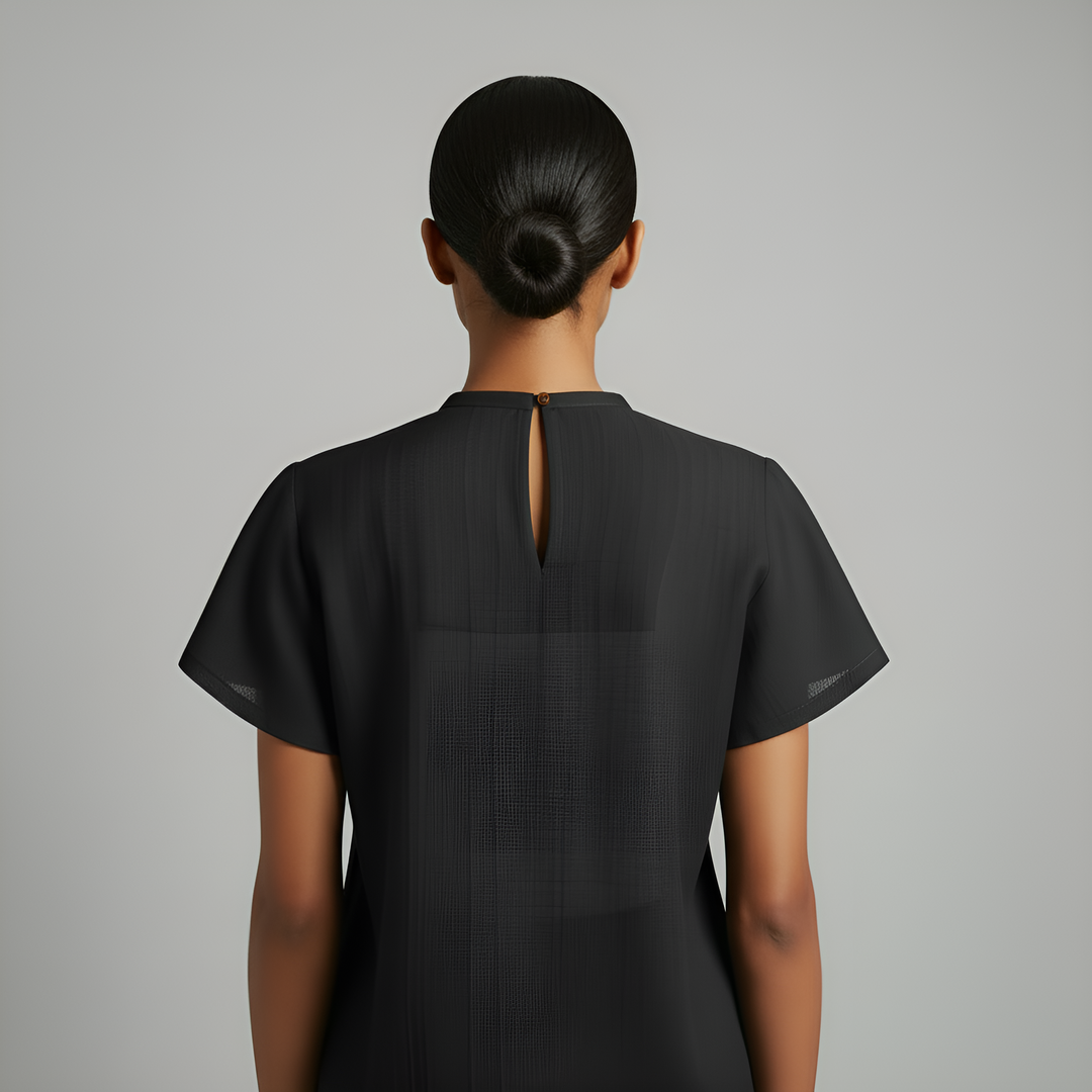 Crew-Neck Woven Wool Blouse