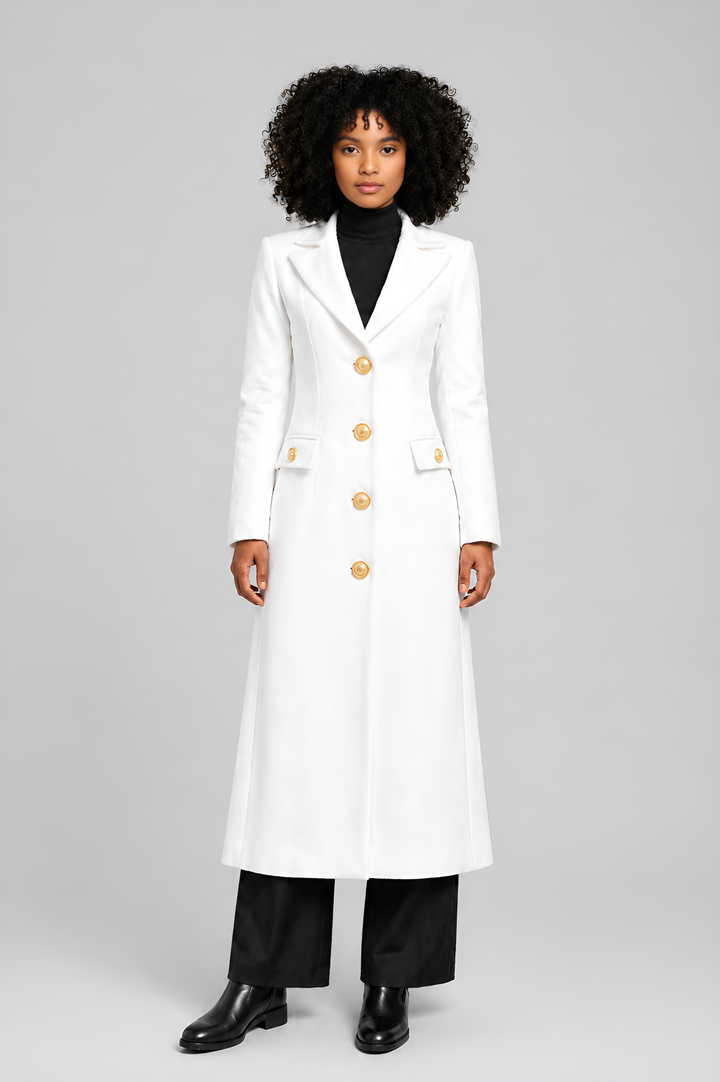 Heavy Cotton Tailored Long Single-Breasted Coat
