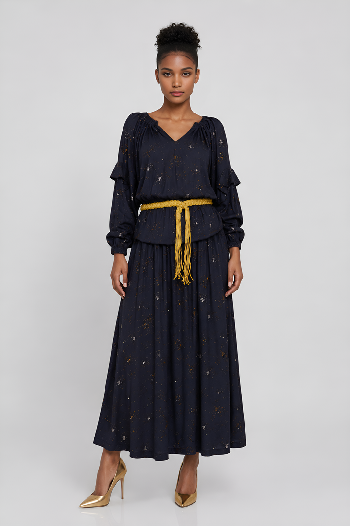Woven Twig Viscose Maxi Skirt Ensemble
