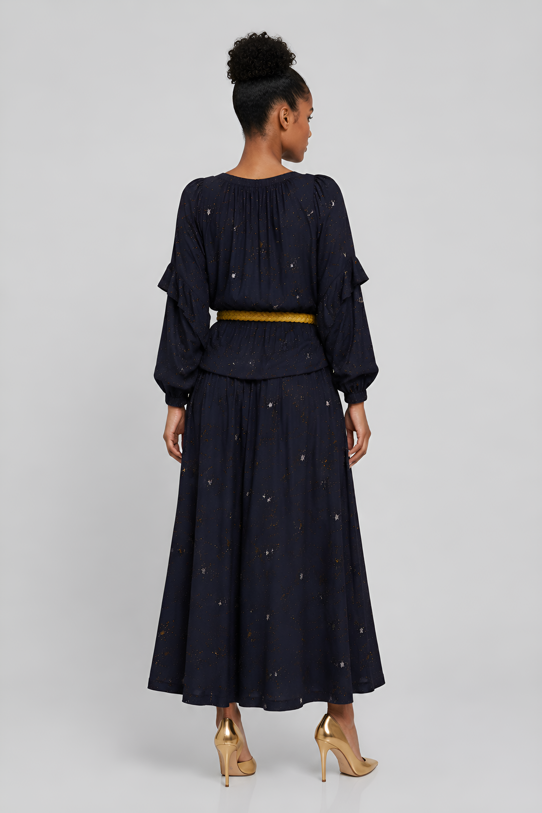 Woven Twig Viscose Maxi Skirt Ensemble