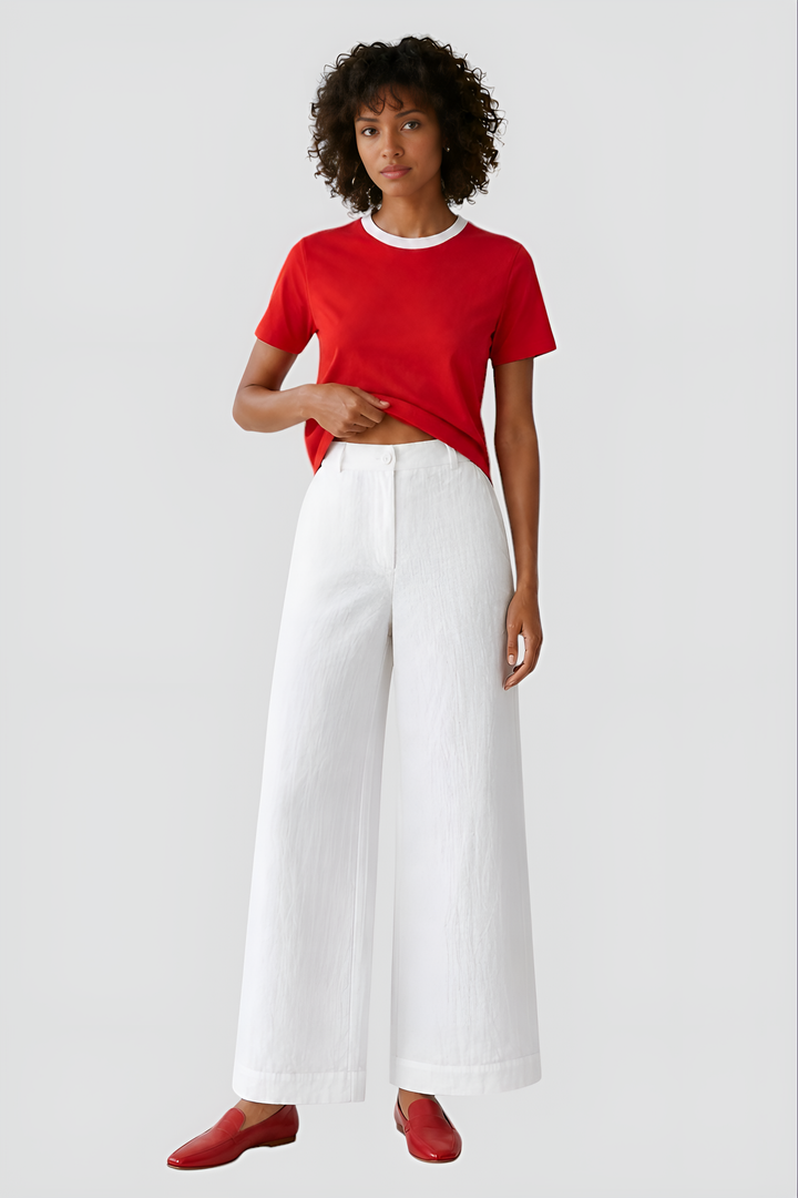 Wide-Leg Tailored Linen Trousers
