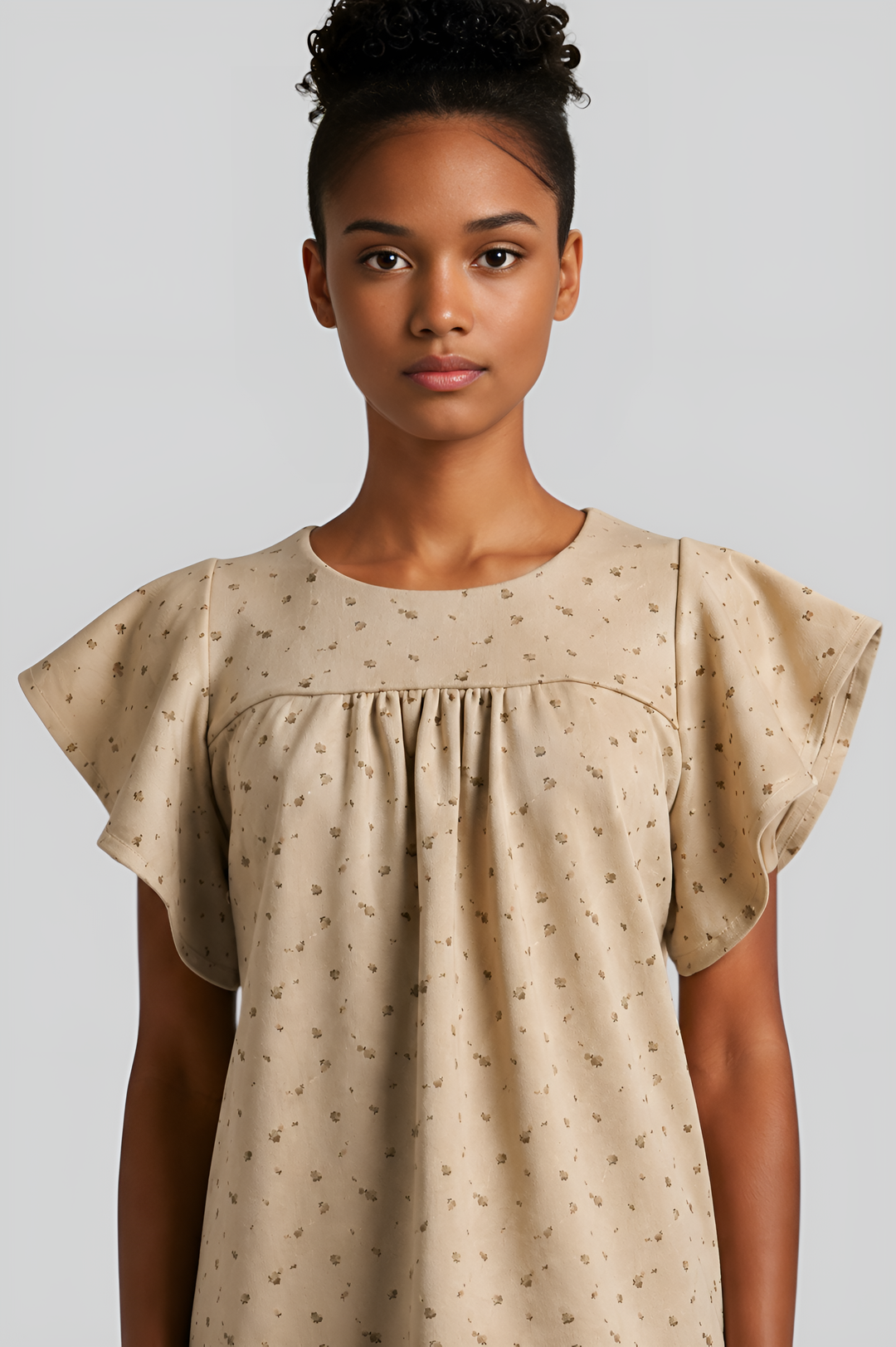Flutter-Sleeve Blouse & Maxi Skirt Ensemble