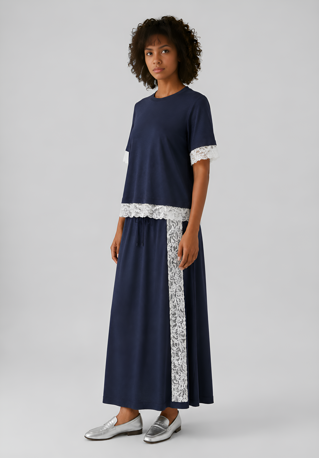 Laced Organic Cotton Jersey Skirt Ensemble