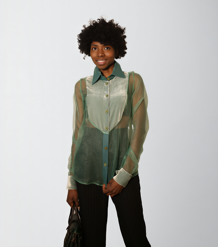 Silk Velvet Lightweight Organza Sheer Blouse