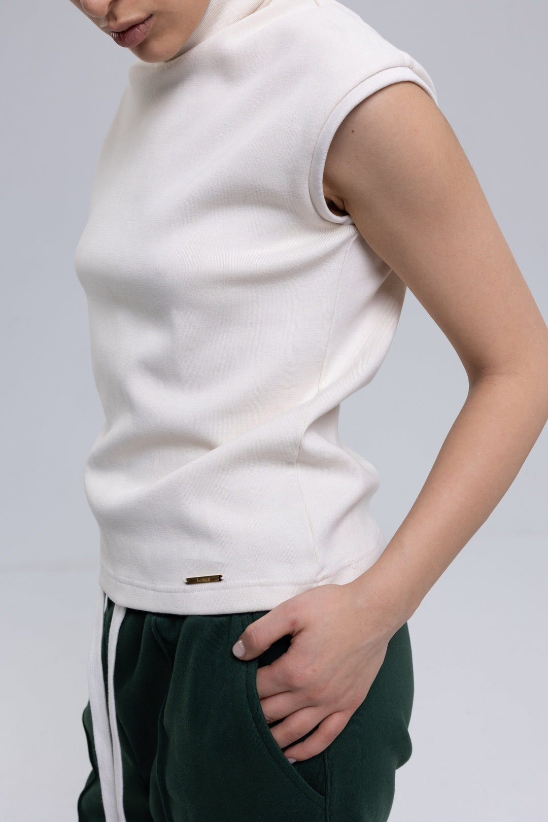 Ribbed cotton sleeveless top