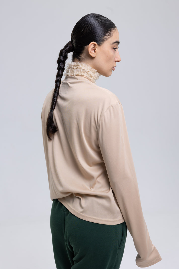 High neck blouse with laced neckline