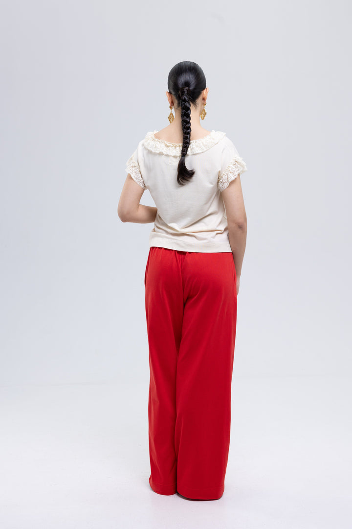 Red wide-leg sweatpants made in Armenia
