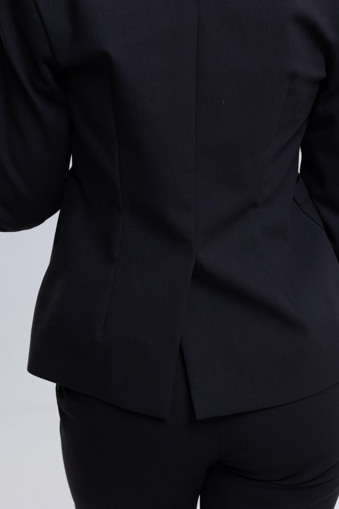 Slim cropped black suit trousers with satin side stripe - Baleni