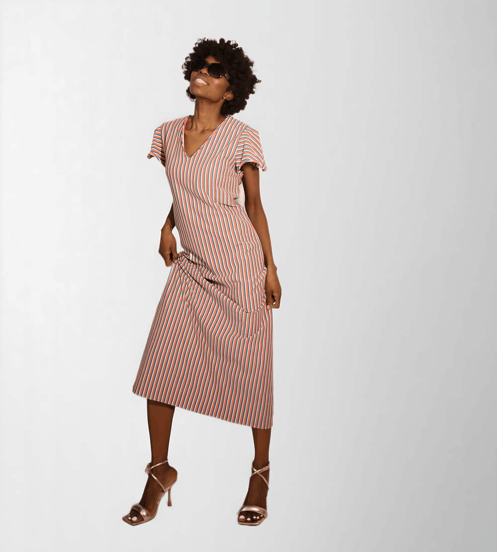 Sparkly column midi dress with cap sleeves - Baleni