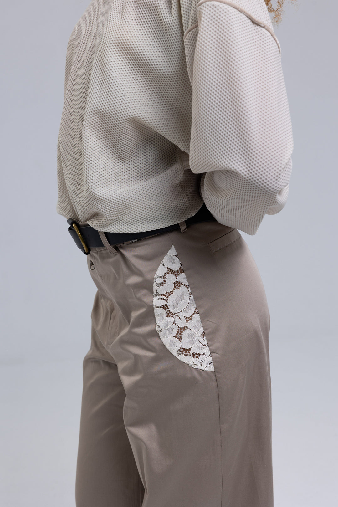 Warm taupe wide-leg pants made in Armenia