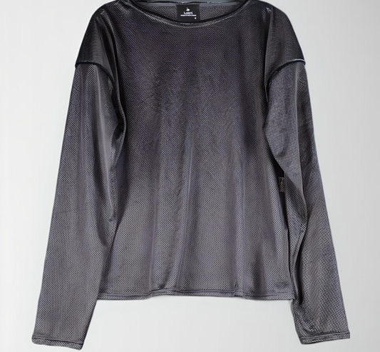 Mesh organic cotton blouse with silk velvet trimmings