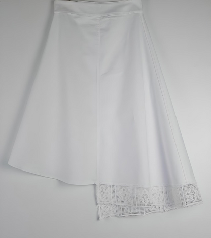 Soft cotton canvas skirt with luxury lace