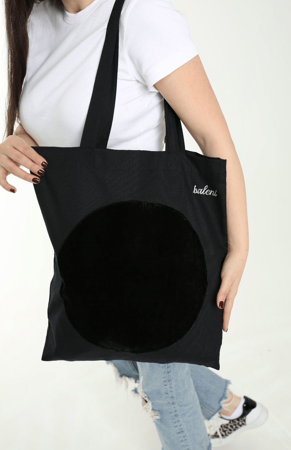 Soft Cotton Canvas & Velvet Embroidered Tote Bag