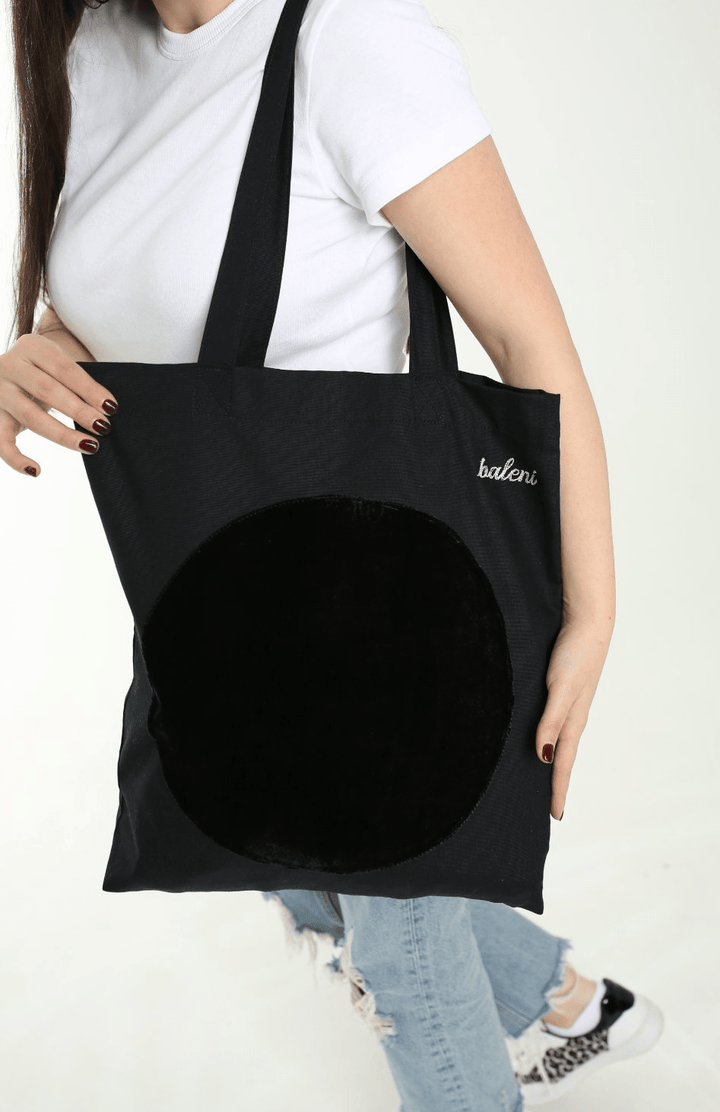 Soft Cotton Canvas & Velvet Embroidered Tote Bag