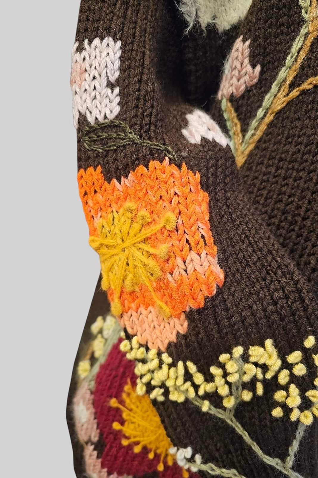 Hand-Embroidered Oversized Turtleneck Sweater
